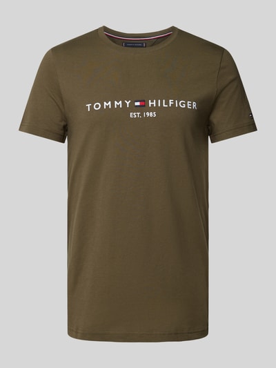 Tommy Hilfiger T-shirt z nadrukiem z logo Oliwkowy 2