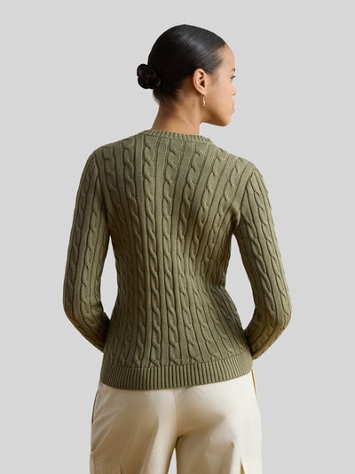 Lauren Ralph Lauren Regular Fit Strickjacke aus reiner Baumwolle mit Logo-Stitching Khaki 5