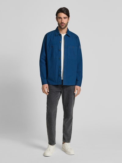 BOSS Orange Regular Fit Hemdjacke mit Brusttaschen Modell 'Locky' Blau 1