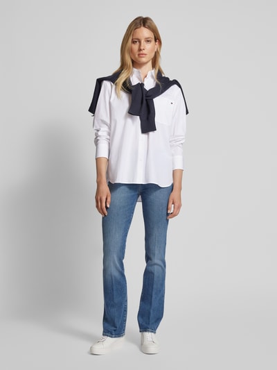 Tommy Hilfiger Easy fit overhemdblouse met logistitching, model 'ESS POPLIN' Wit - 1