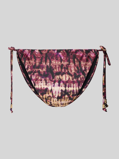 Produktfoto, Bikini-Slip mit seitlicher Schnürung Modell 'AMNESIA' von DORINA aus Material-Mix mit Stretch-Anteil, Allover-Muster in Lila- und Pinktönen