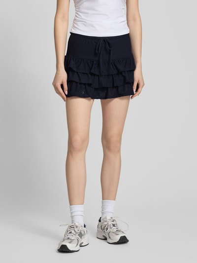 ONLY Leicht ausgestellter Mini-Skort mit Lochstickerei Modell 'SMILLA' Marine 4