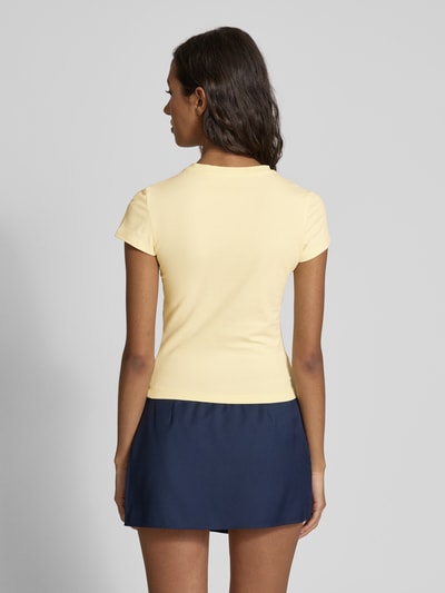 LeGer by Lena Gercke T-shirt met geribde ronde hals, model 'Franka' Lichtgeel - 5