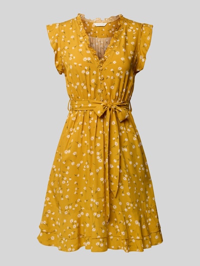 Apricot Knielange jurk met V-hals Donkergeel - 2