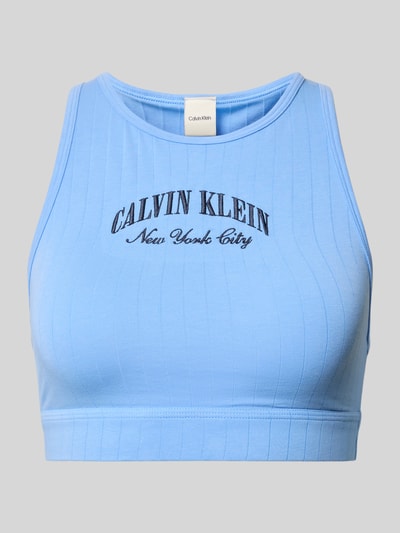 Produktfoto, Bralette aus Baumwoll-Mix von Calvin Klein Underwear in Hellblau, Optik: Unifarben, Streifen-Struktur, Label-Stitching-Applikation, Stretch.