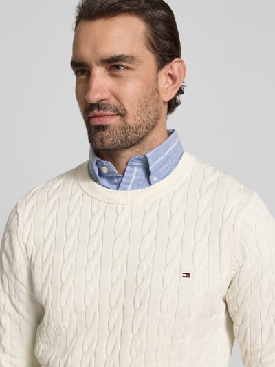 Tommy Hilfiger Regular fit gebreide pullover van zuiver katoen Ecru - 3