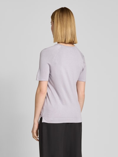 Jake*s Collection Sweter z dzianiny z prążkowanymi wykończeniami Lawendowy 5