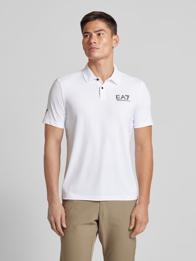 EA7 Emporio Armani Slim fit poloshirt met labelprint Wit - 4