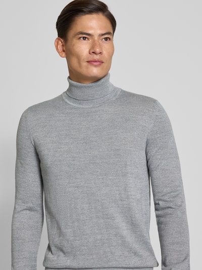 Christian Berg Men Pullover aus Merino-Mix mit Rollkragen Hellgrau Melange 3