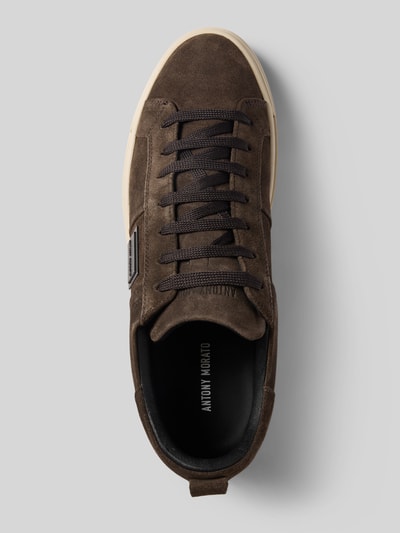 Productfoto, Sneaker aus echtem Leder Modell 'Moose' van Antony Morato voor heren, bruin met profielzool, vetersluiting, afgeronde pasvorm, hakhoogte maat 44: 4 cm, schachthoogte: 9 cm, schachtbreedte: 8 cm, detailrijke structuur