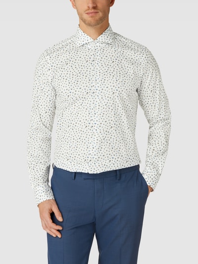 Joop! Slim Fit Business-Hemd mit floralem Muster Offwhite 4