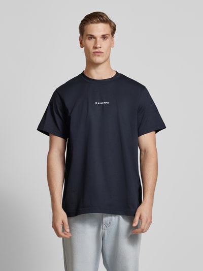 G-Star Raw T-Shirt mit Label-Print Dunkelblau 4