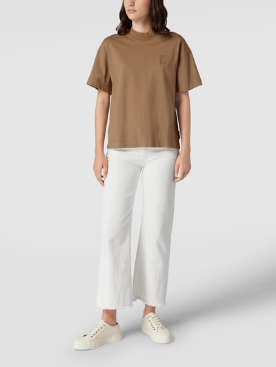 Marc O'Polo Oversized T-Shirt aus Baumwolle mit Motiv-Stitching Beige 1