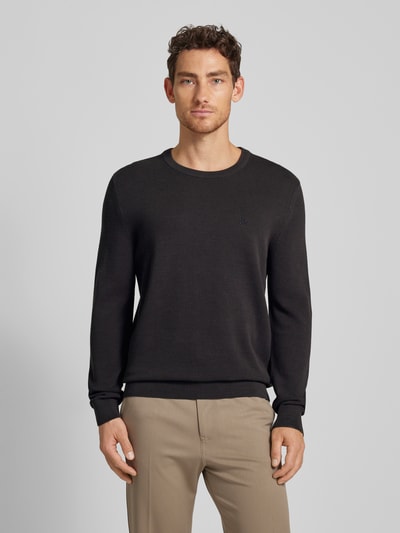 Marc O'Polo Gebreide pullover met labelstitching Zwart - 4