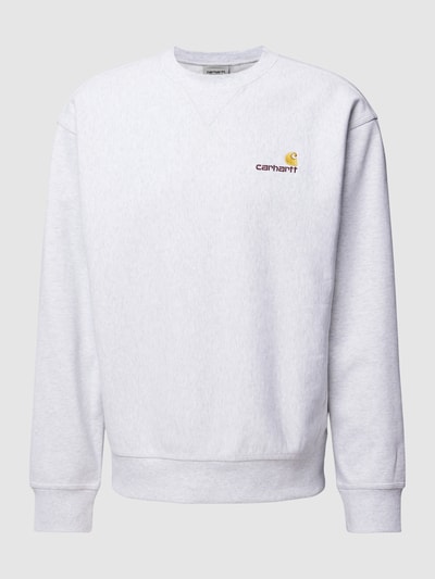 Carhartt Work In Progress Sweatshirt mit Logo-Stitching Modell 'american script' Offwhite Melange 2