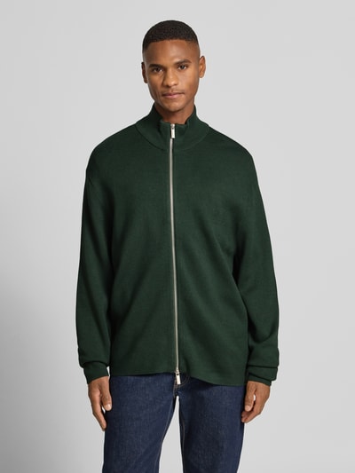 SELECTED HOMME Relaxed fit gebreid jack van viscosemix, model 'TELLER' Donkergroen - 4