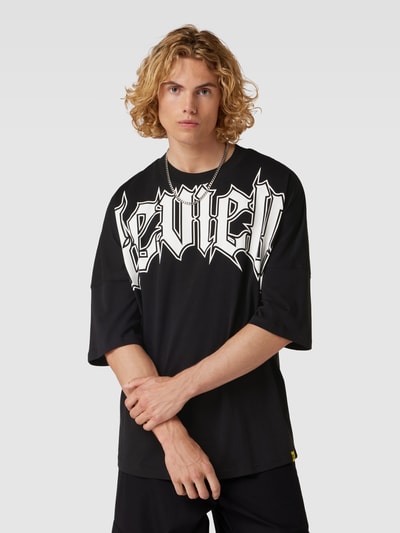 REVIEW Oversized T-Shirt mit OLD ENGLISH Logo Print Black 4