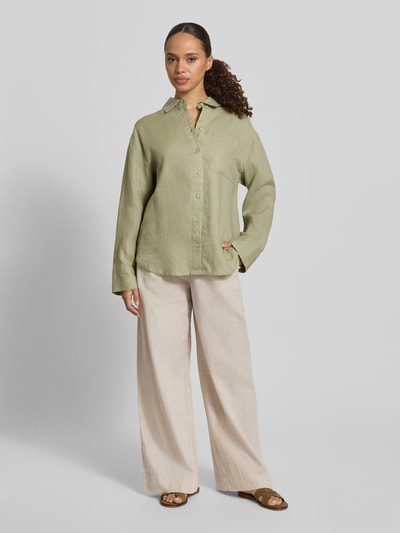 s.Oliver RED LABEL Bluzka koszulowa o kroju regular fit z czystego lnu Khaki 1