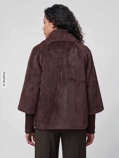 Tom Tailor Regular fit teddyjack met lange mouwen Donkerbruin - 5