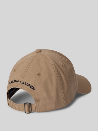 Productfoto, Basecap aus reiner Baumwolle von Polo Ralph Lauren in effen beige twill, label-schriftzug, geborduurde luchtgaatjes, verstelbare gesp.