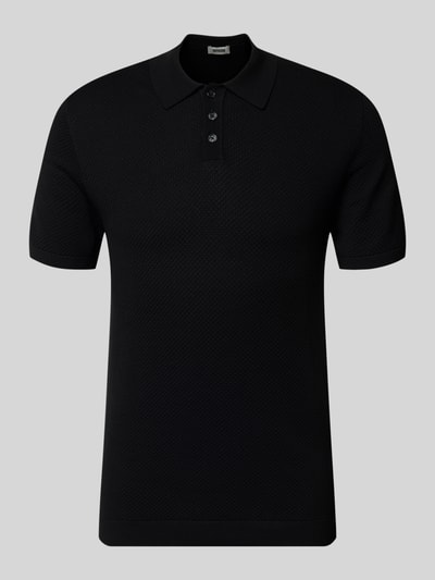 Produktfoto, schwarzes Slim Fit Poloshirt Modell 'Triton' von Drykorn aus Reine Baumwolle, Polokragen, Kurzärmelig, Strukturmuster.