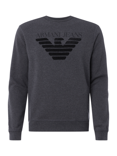 Armani Jeans Sweatshirt mit Logo aus Frottee Mittelgrau 1