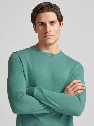 Christian Berg Men Gebreide pullover met ronde hals Rietgroen gemêleerd - 3