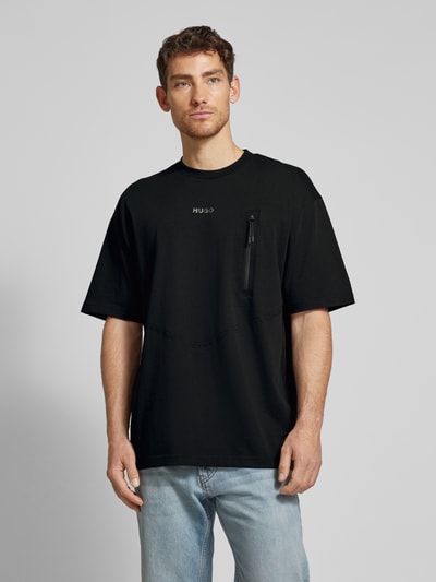 HUGO T-Shirt mit Label-Print Modell 'Doforesto' Black 4