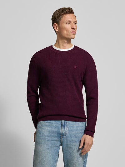 CK Calvin Klein Strickpullover mit gerippten Abschlüssen Bordeaux 4