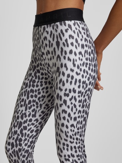 OH APRIL Leggings mit elastischem Logo-Bund Hellgrau 3