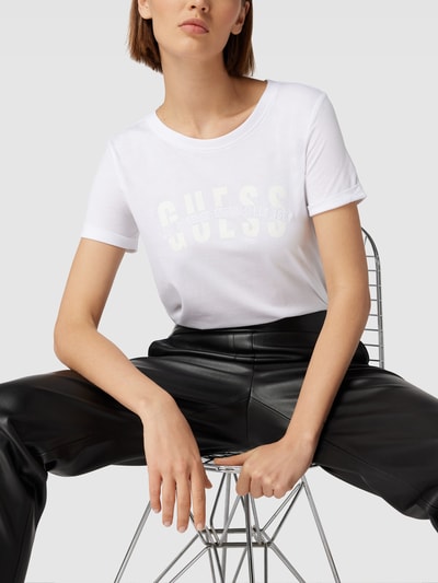 GUESS T-Shirt mit Label-Print Offwhite 3
