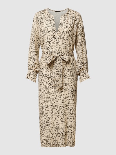 Drykorn Midi-jurk met all-over motief, model 'AIDANA' Beige - 2