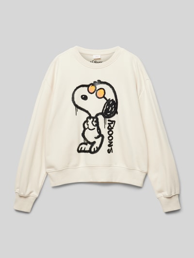 s.Oliver RED LABEL Oversized Sweatshirt aus weichem Baumwoll-Mix mit Peanuts®-Print Ecru 1