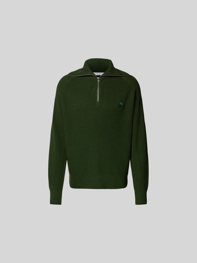 MAISON KITSUNE Pullover mit Label-Stitching Khaki 2