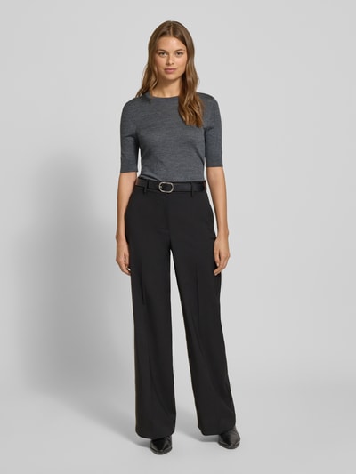 BOSS Sweter o kroju regular fit z czystej żywej wełny model 'FARBELLA' Ciemnoszary melanż 1