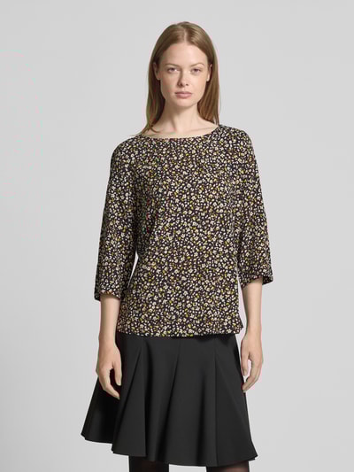 Zero Bluzka z wiskozy okrągłym dekoltem i rękawami o dł. 3/4 Czarny 4