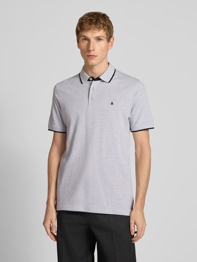 Jack & Jones Regular fit poloshirt met labelstitching, model 'PAULOS' Lichtgrijs gemêleerd - 4