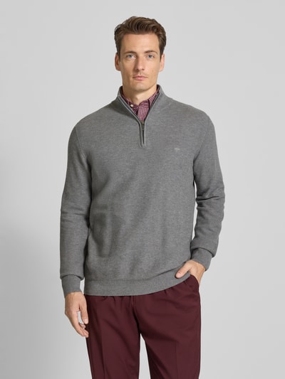 Fynch-Hatton Strickpullover mit Troyer-Kragen Mittelgrau 4