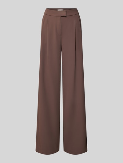 Produktfoto, Wide Leg Stoffhose mit Raffungen von Christian Berg Cocktail, elastyczna mieszanka materiałów, spodnie z szerokimi nogawkami, zapięcie na haftkę i zamek błyskawiczny, marszczenia, szerokość w rozmiarze 36: 38 cm, długość wewnętrzna nogawki w rozmiarze 36: 82 cm, kolor brązowy, gładka tekstura