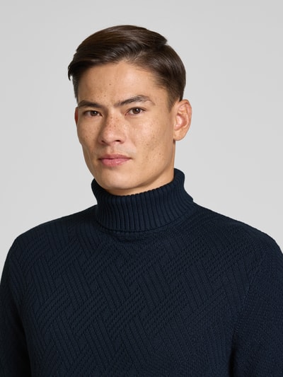 SELECTED HOMME Regular Fit Rollkragenpullover aus reiner Baumwolle Modell 'TREVOR' Blau 3