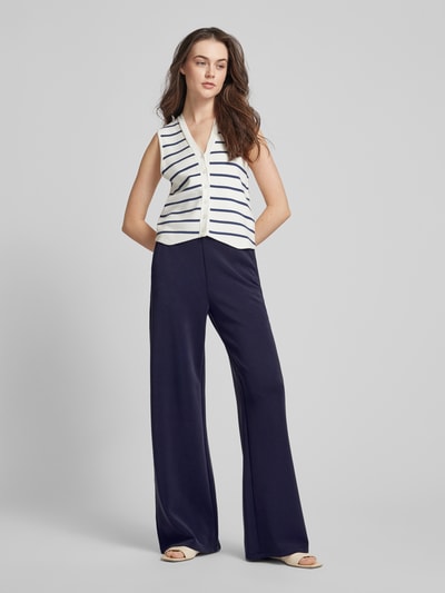 s.Oliver RED LABEL Wide fit stoffen broek met elastische band Marineblauw - 1