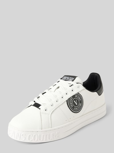 Versace Jeans Couture Sneakersy skórzane z detalami z logo model ‘FONDO COURT’ Biały 1