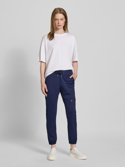 monari Slim fit stoffen broek met ritszakken Marineblauw - 1