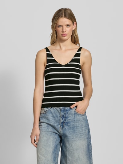 Only Slim fit tanktop van viscosemix, model 'MEDDI' Zwart - 4