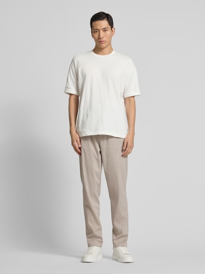 Les Deux Tapered Fit Stoffhose mit Leinen-Anteil Modell 'Como' Sand 1