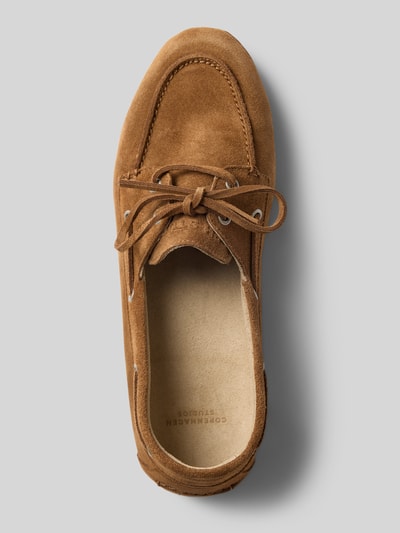 Produktfoto, Mokassins mit Schnürung Modell 'CPH545' von Copenhagen in Braun, Abgerundete-Spitze, Mokassin-Design, Profilsohle, Schafthöhe 8 cm, Schaftweite 12 cm, Größe 40, Veloursleder-Textur