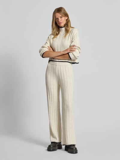 Only Regular fit bell bottom in riblook, model 'CHICK' Offwhite - 1