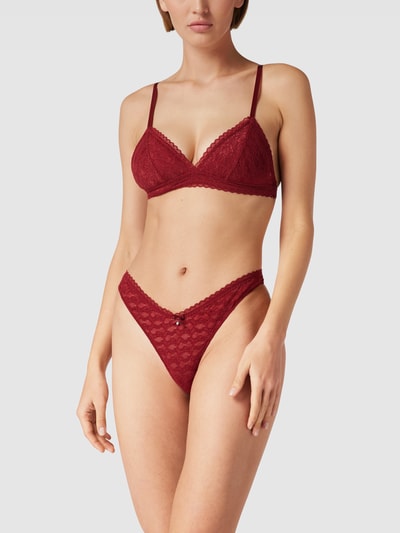 s.Oliver RED LABEL Biustonosz typu bralette z koronki szydełkowej model ‘Clarisse’ Bordowy 1