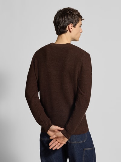 Superdry Sweter z dzianiny z prążkowanymi wykończeniami Ciemnobrązowy 5