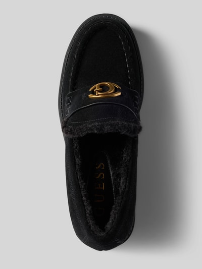 Guess Mokasyny z mieszanki skóry i tkaniny model ‘YANIKAY’ Czarny 3